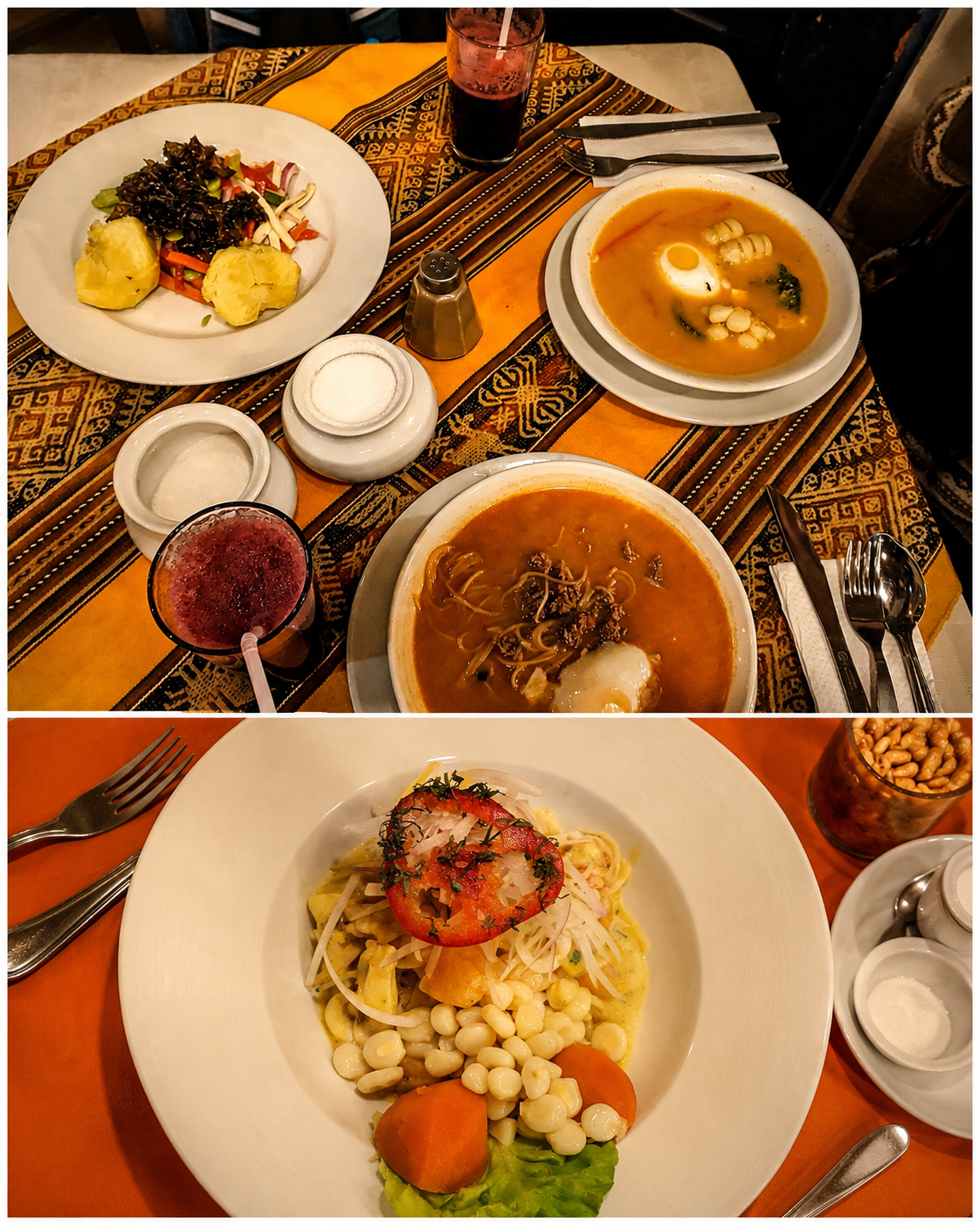 Pratos de comida peruana provados durante a viagem